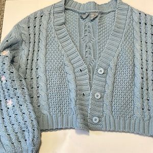 Blue flowered cardigan